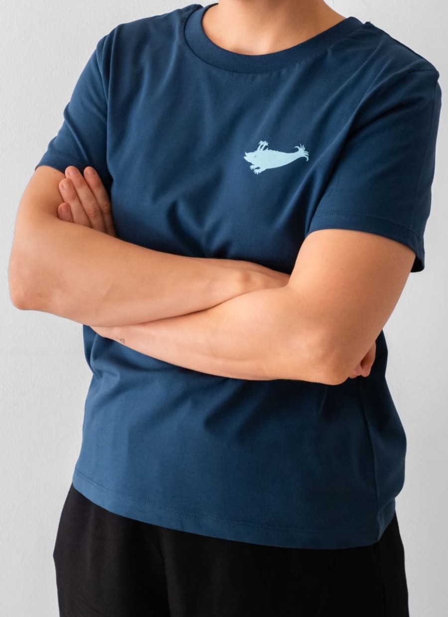 T-Shirt Damen Kurzarm (Deep Teal mit hellblauem Zyphius)