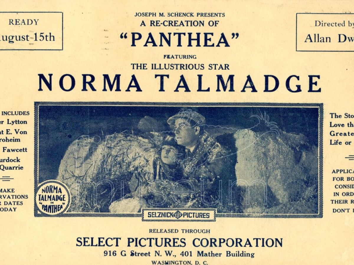 Program for "Panthea", 1917, in the cast: "Count E. Von Stroheim"