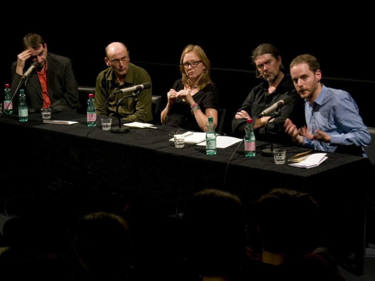 v.l.n.r. Alexander Horwath, Josef Dabernig, Stefanie Schulte Strathaus, Reinhard Braun, Mike Sperlinger (Foto: Bianca Pospischek)