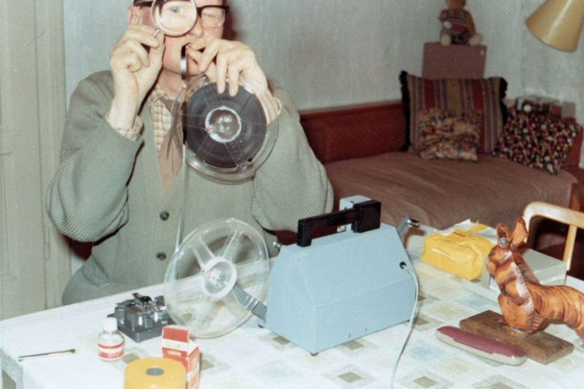 Charel beim Filmschnitt, Wien, circa 1970, privat Charel beim Filmschnitt, Wien, circa 1970, privat