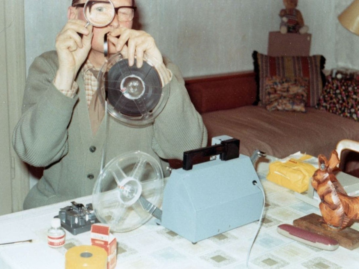 Charel beim Filmschnitt, Wien, circa 1970, privat