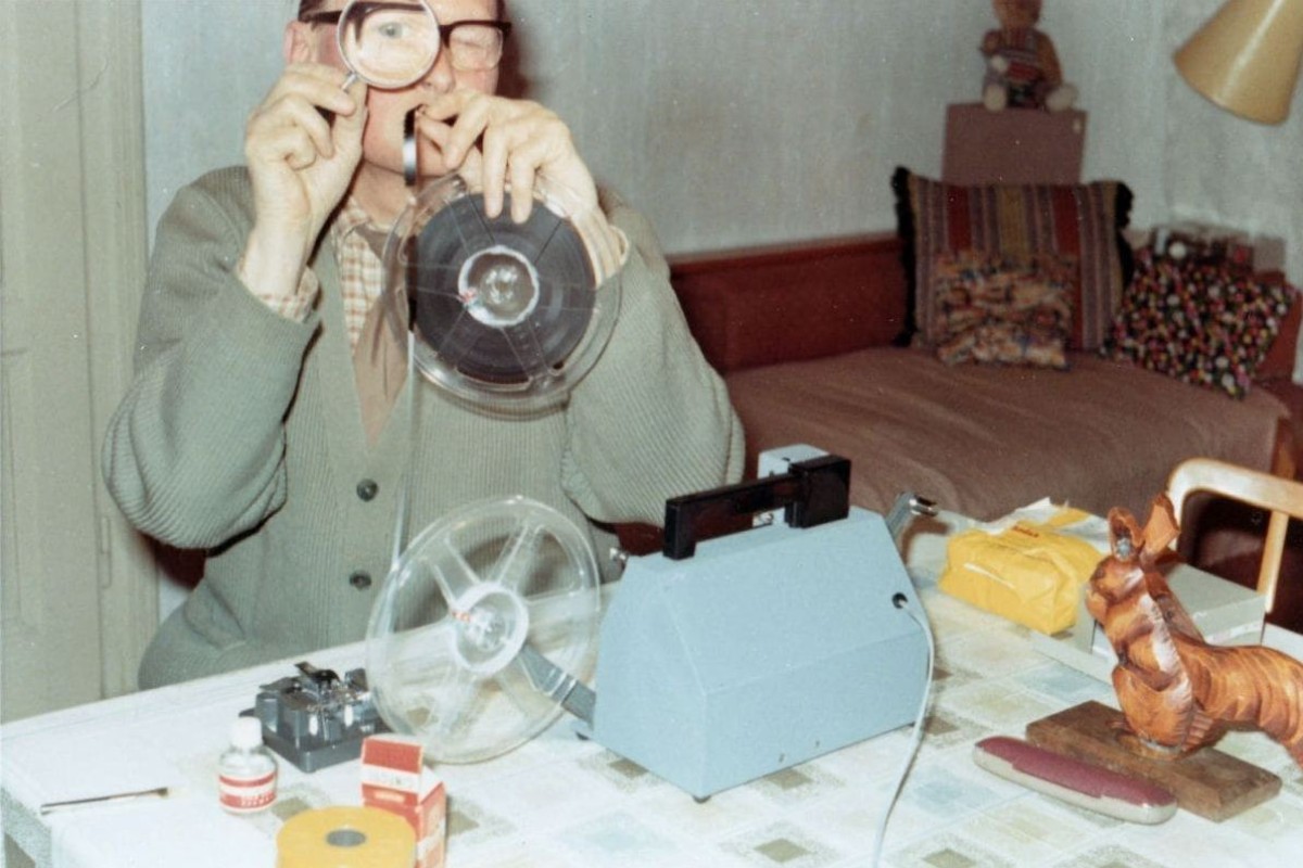 Charel beim Filmschnitt, Wien, circa 1970, privat