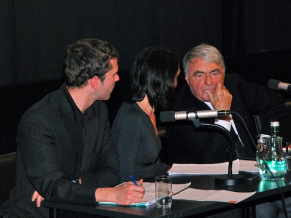 Podiumsgespräch mit Claude Lanzmann (Michael Loebenstein, Karin Schiefer, Claude Lanzmann) @ Sissi Makovec