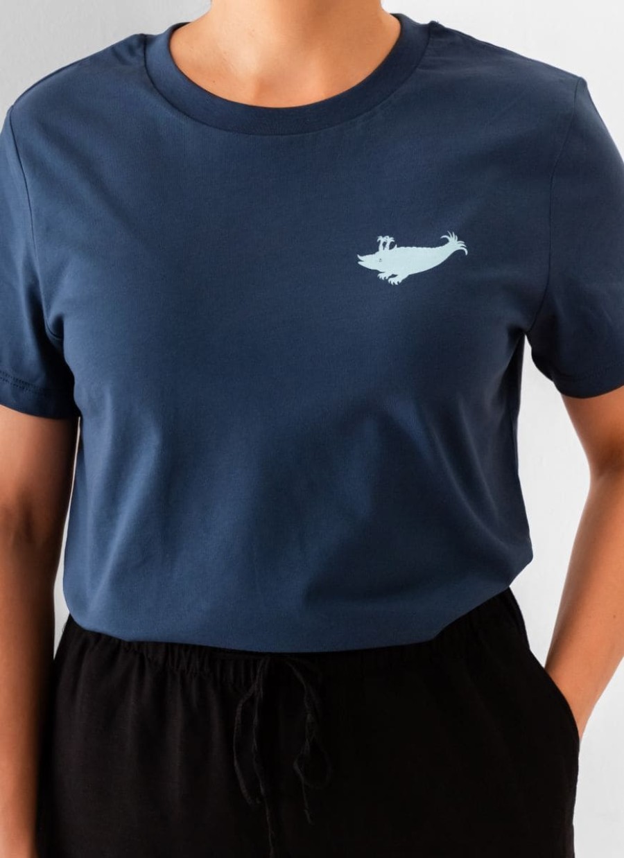 T-Shirt Damen Kurzarm (Deep Teal mit hellblauem Zyphius)