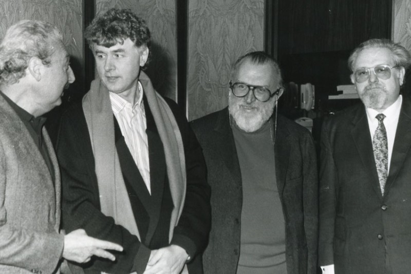 (?), Helmuth Dimko, Sergio Leone, Peter Konlechner © Norbert Kössler (Vergrößerung von Kontaktabzug)