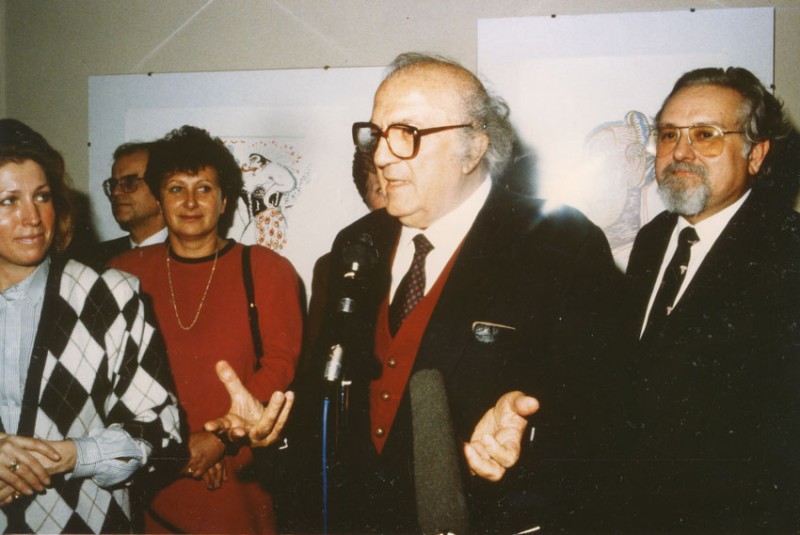 v.l.n.r.: Liliana Nelska, Oswald Oberhuber, Hilde Hawlicek, Federico Fellini, Peter Konlechner © Anna Blau