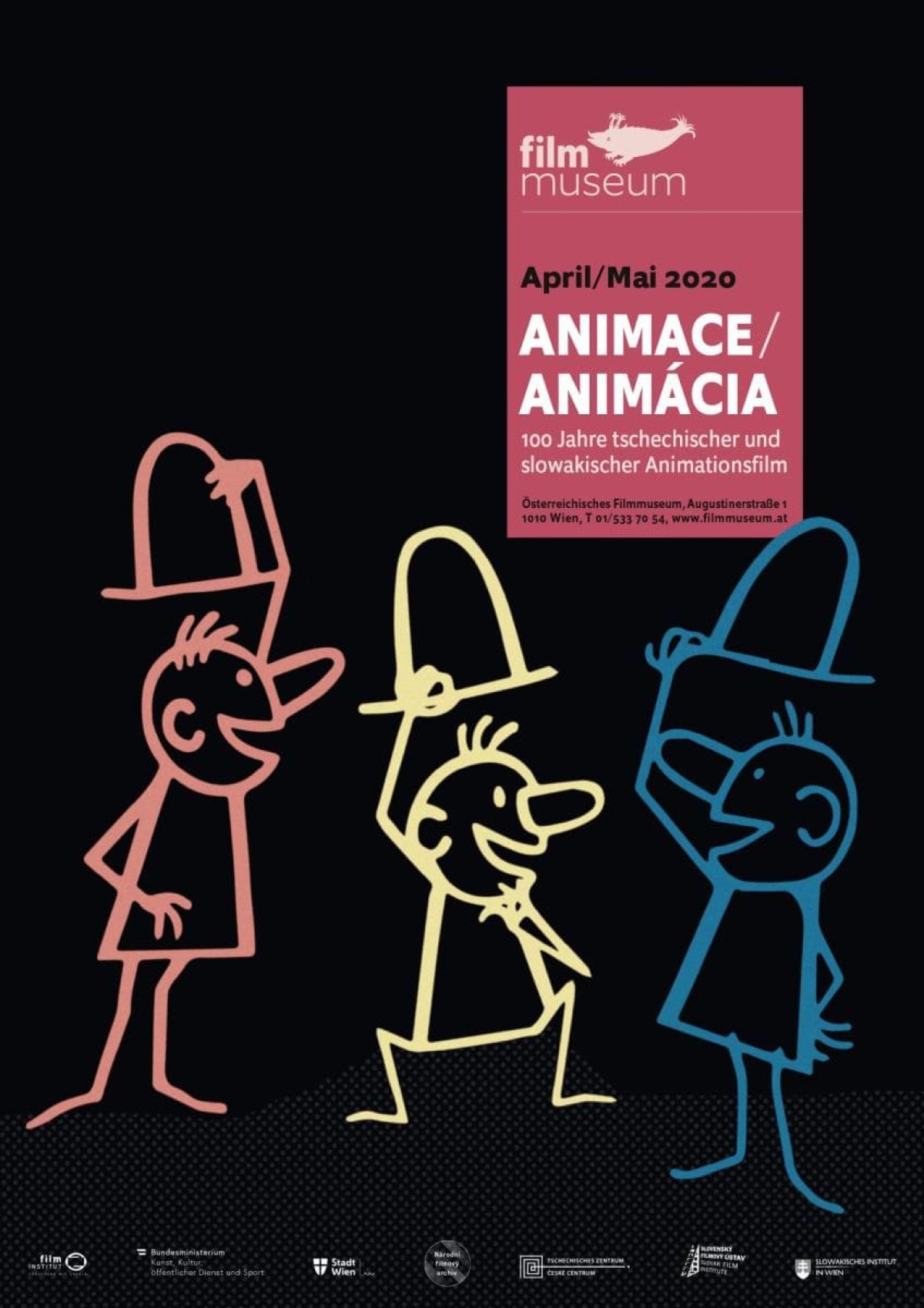 Plakat Animace / Animácia (Bild: Tři muži (Drei Männer, 1959, Vladimír Lehký, Courtesy of Národní filmový archiv)