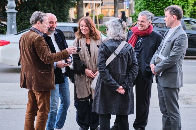 Mathieu Amalric, Kioomars Musayyebi, Marie-José Sanselme, Alessandra Thiele, Amos Gitai, Michael Loebenstein (Foto: ÖFM © Eszter Kondor)