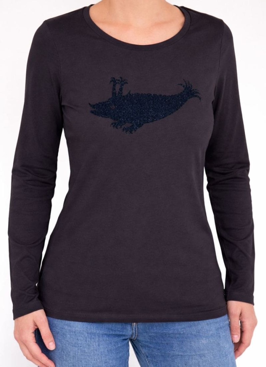 Langarmshirt anthrazit / Zyphius blaugrün glitzernd (Produktabbildung, digital bearbeitet)