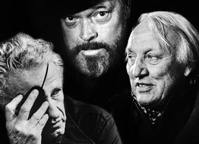 Nicholas Ray (links), Orson Welles (Mitte), Joseph Losey