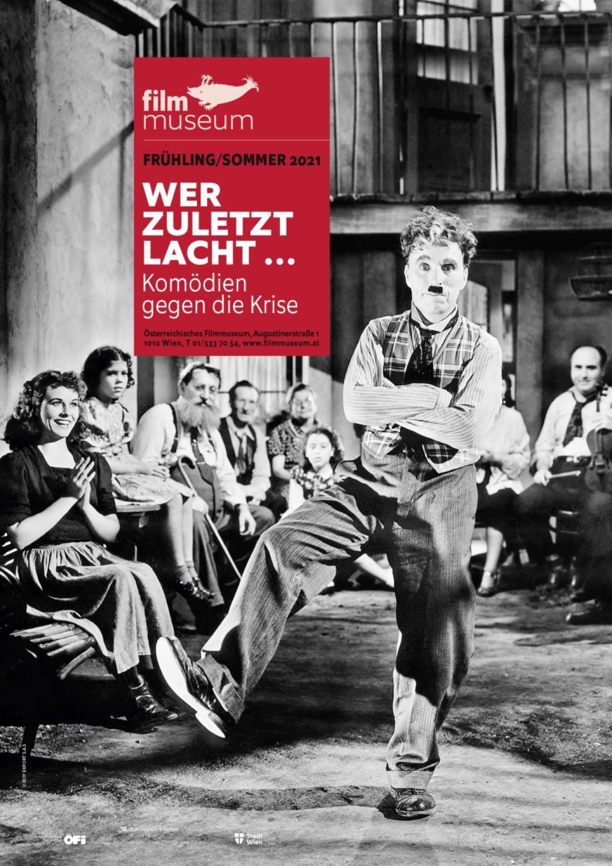 Plakat Wer zuletzt lacht ... (Titelbild: The Great Dictator, 1940, Charles Chaplin © Roy Export S.A.S)