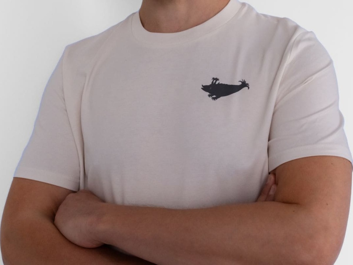 T-Shirt Herren Kurzarm (Vintage White mit dunkelgrauem Zyphius)