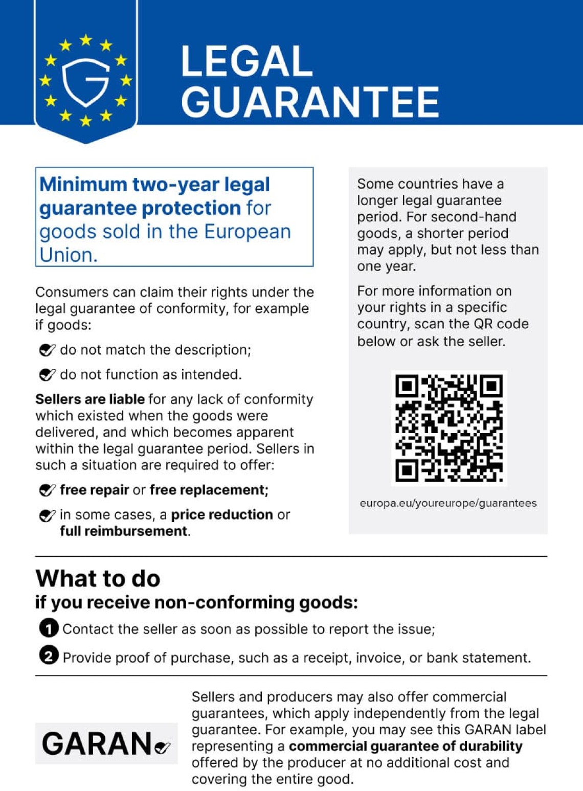 EU legal guarantee notice EU legal guarantee notice