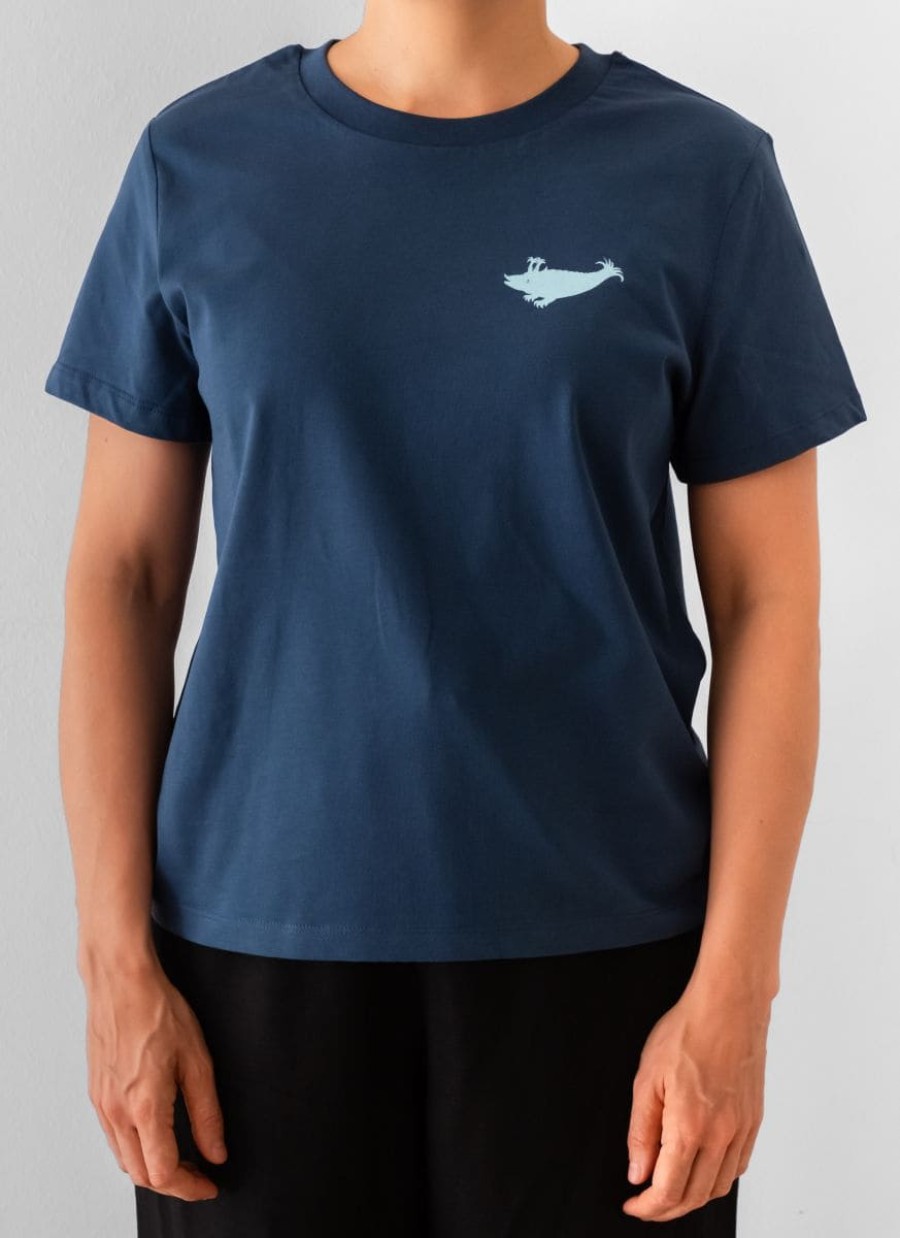 T-Shirt Damen Kurzarm (Deep Teal mit hellblauem Zyphius)