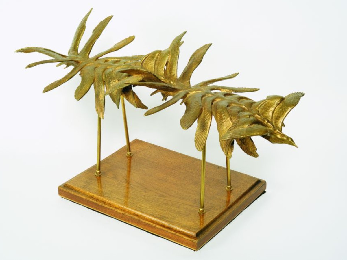 Étienne-Jules Marey, "Décomposition du vol d’un goëland", Bronzeguss, Kopie (1995) der Originalskulptur im Musée Marey, 1887 (Foto: ÖFM © Robert Newald)
